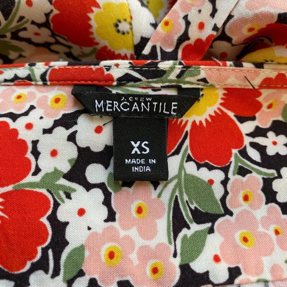 J.Crew Mercantile Short Sleeve Floral Midi Wrap Dress Women's XS Orange V-Neck - Picture 12 of 14